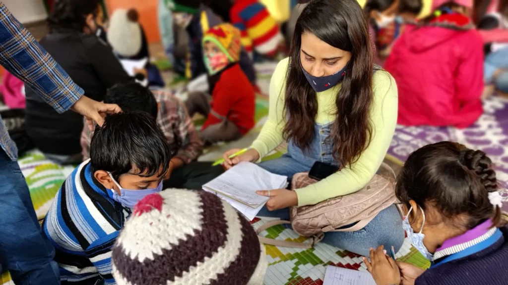 Children attend a learning session at Pehchaan The Street School in Noida