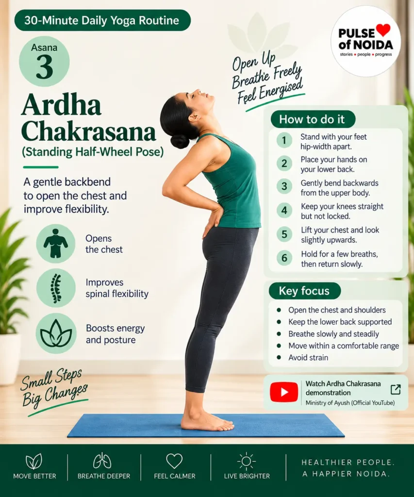 Ardha Chakrasana or Standing Half-Wheel Pose illustrated yoga guide