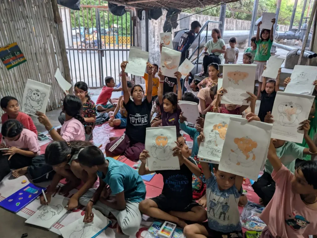 Children taking part in an UPAY learning activity in Sector 18, Noida