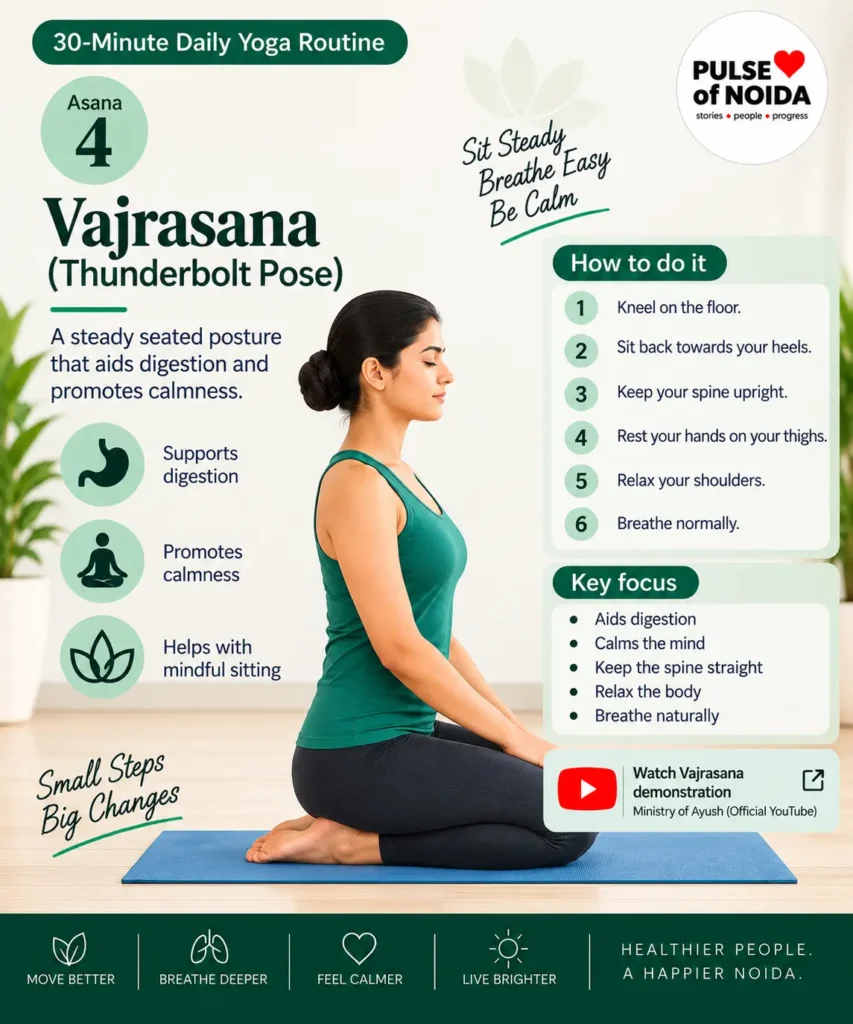 Vajrasana or Thunderbolt Pose illustrated step-by-step yoga guide