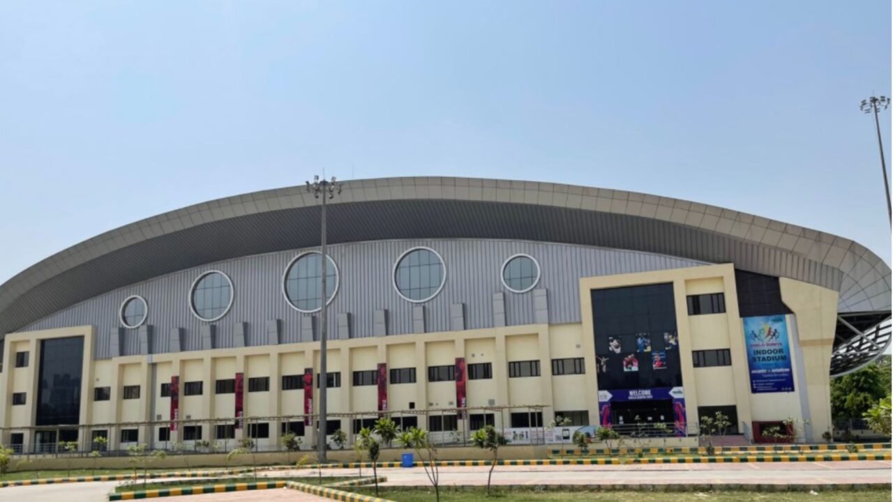 Exterior view of Noida Indoor Stadium in Sector 21A, Noida.