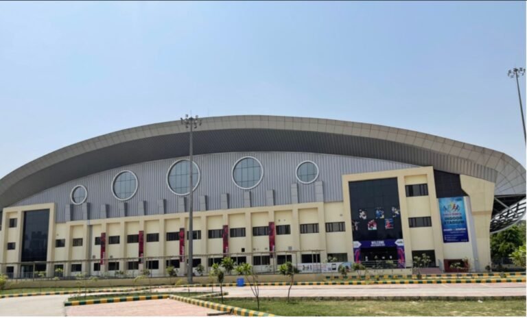 Exterior view of Noida Indoor Stadium in Sector 21A, Noida.