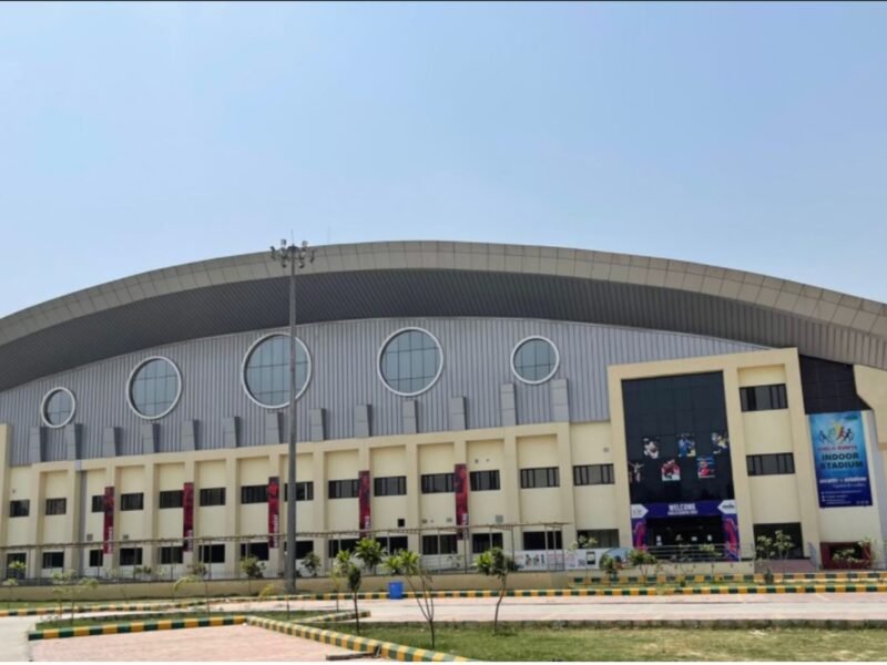 Exterior view of Noida Indoor Stadium in Sector 21A, Noida.