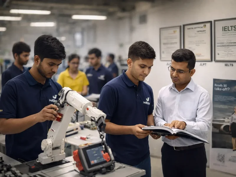 Students and instructor during hands-on skill training at a modern skilling centre in Greater Noida