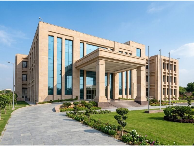 Exterior view of a modern government industrial facility representing the India Government Mint Noida 2026 recruitment for 94 vacancies.