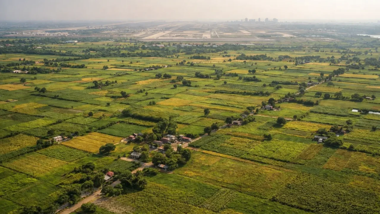 New Noida DNGIR farmland aerial near airport Rs 4300 sqm YEIDA
