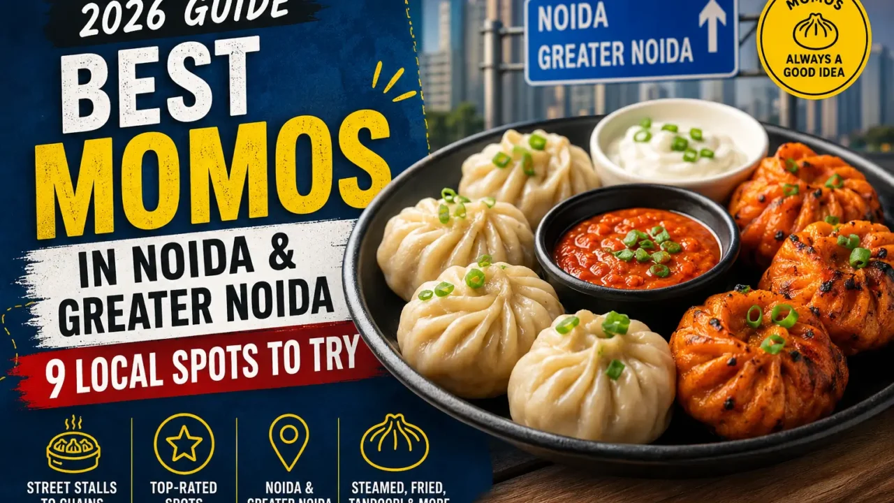 Plate of steamed and tandoori momos with chutney for a Noida and Greater Noida food guide