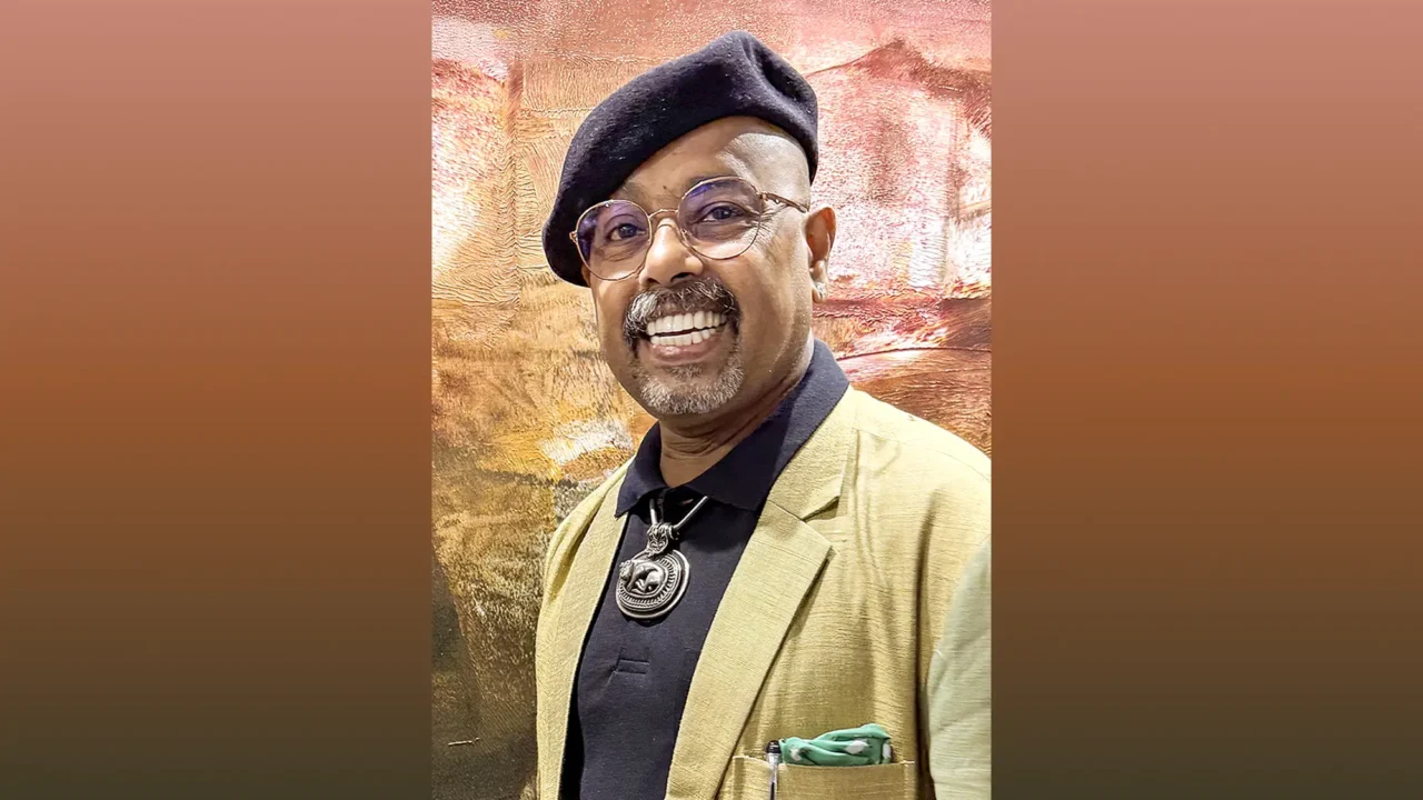Artist Paresh Maity, whose works Jagriti and Mystic Abode are installed at Noida International Airport