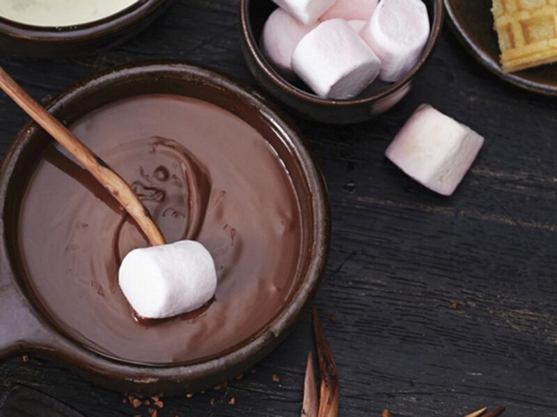 Chocolate dessert and marshmallows from Cafe Delhi Heights shown as a representational food image