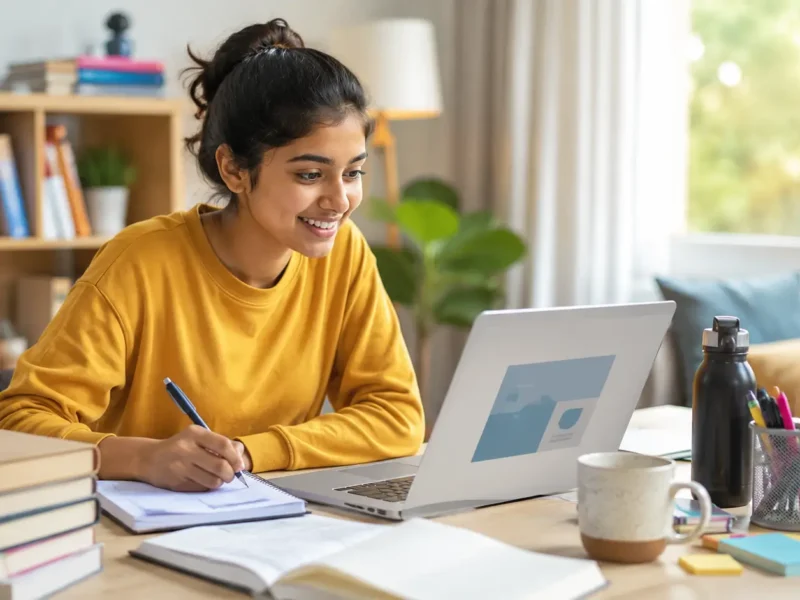 Student preparing for the NIOS On-Demand Examination 2026 at home
