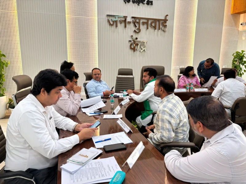 Noida Authority officials hear residents during the Jan Sunwai held at Sector 96 on 17 July 2026