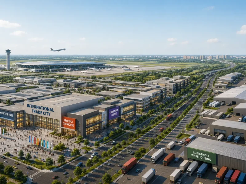 Representative view of a proposed trade, logistics and industrial district near Noida International Airport