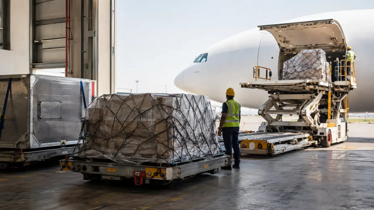 Representative air-cargo terminal illustrating the AISATS freighter MoUs at Noida International Airport