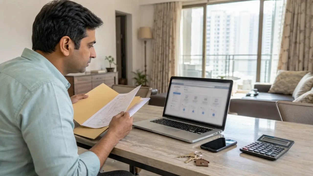 Noida homeowner checking property transfer and mutation documents online