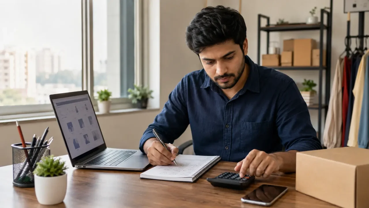 Noida entrepreneur reviewing a small business plan and government support options