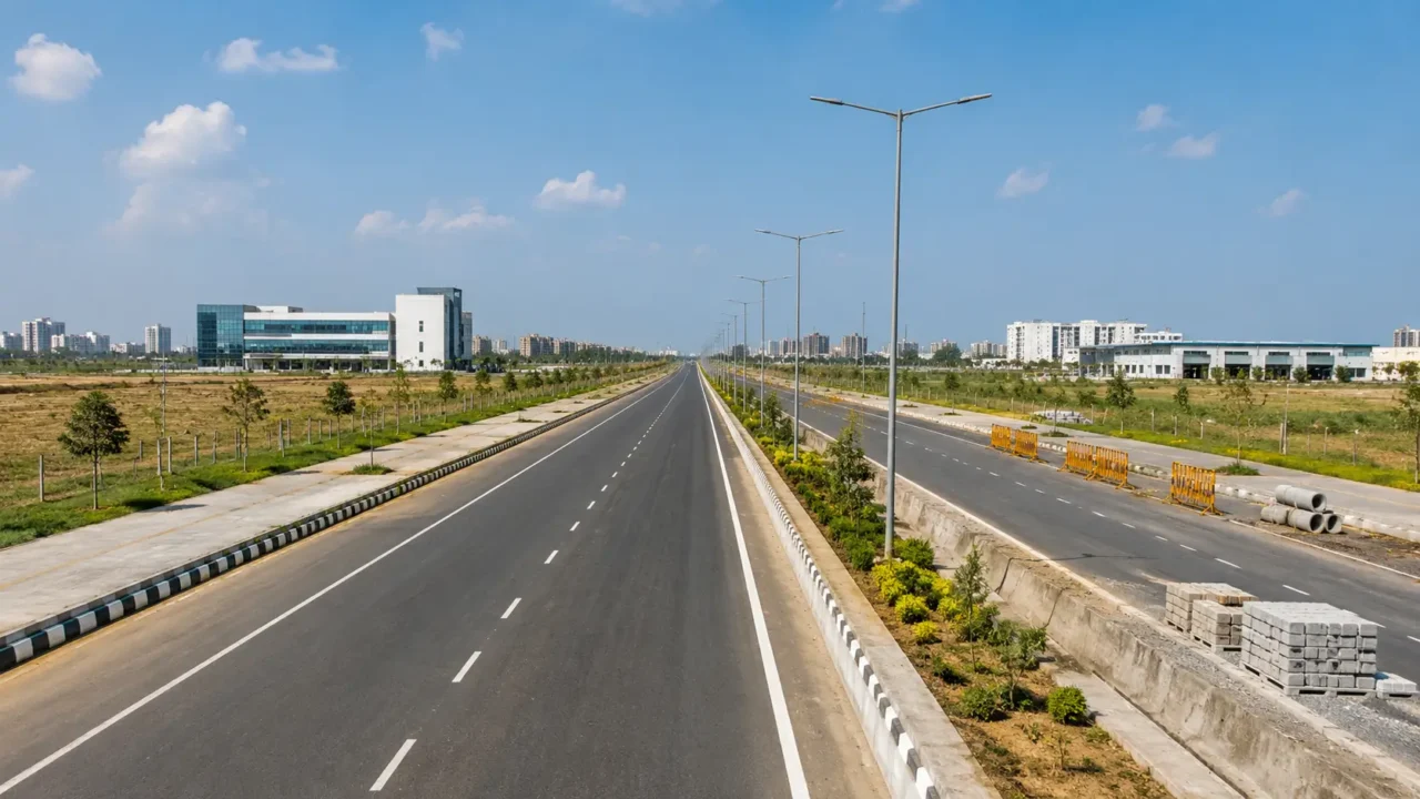 Representative view of developing YEIDA road infrastructure in the Yamuna Expressway region
