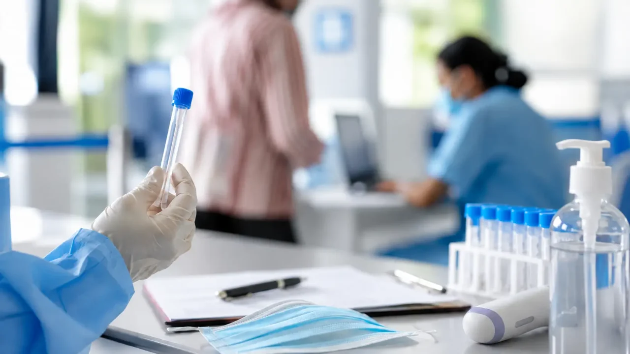 Representative medical sample-collection setup for H1N1 testing at a government health facility