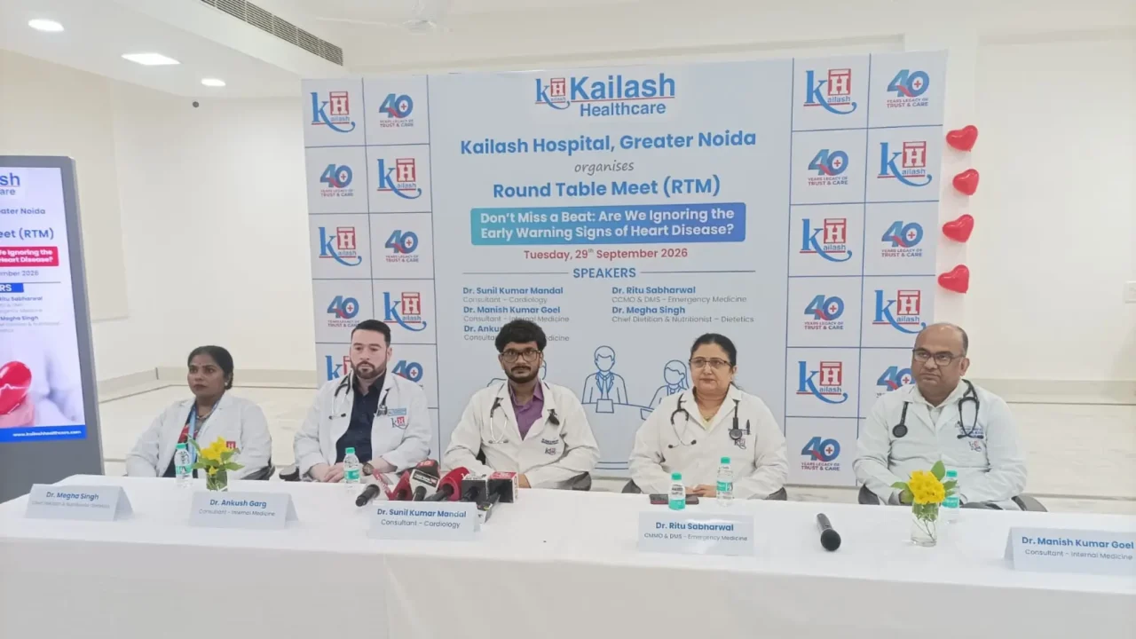 Doctors at Kailash Hospital’s World Heart Day round table on heart warning signs in Greater Noida