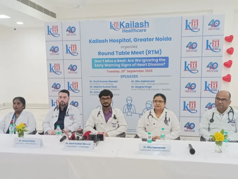 Doctors at Kailash Hospital’s World Heart Day round table on heart warning signs in Greater Noida