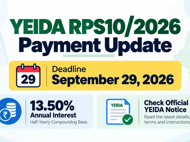 YEIDA RPS10/2026 payment deadline extended to September 29, 2026
