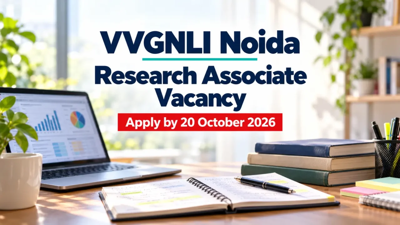 VVGNLI Noida Research Associate vacancy graphic showing the October 20, 2026 application deadline