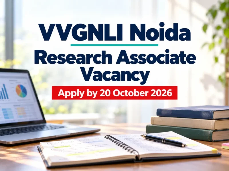 VVGNLI Noida Research Associate vacancy graphic showing the October 20, 2026 application deadline
