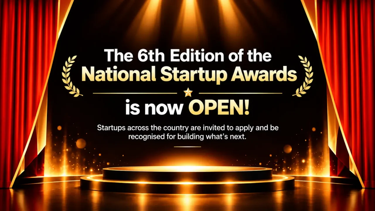 Official Startup India graphic announcing that applications are open for the sixth National Startup Awards.