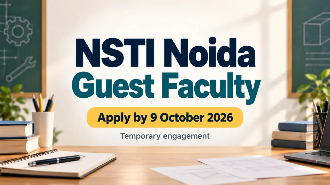 Editorial graphic showing NSTI Noida’s guest-faculty application deadline of 9 October 2026