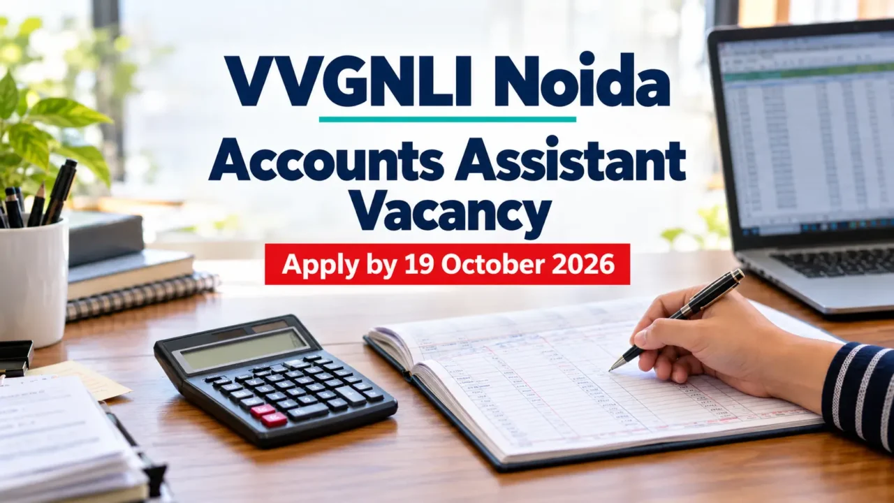 VVGNLI Noida Accounts Assistant vacancy graphic showing the October 19, 2026 application deadline