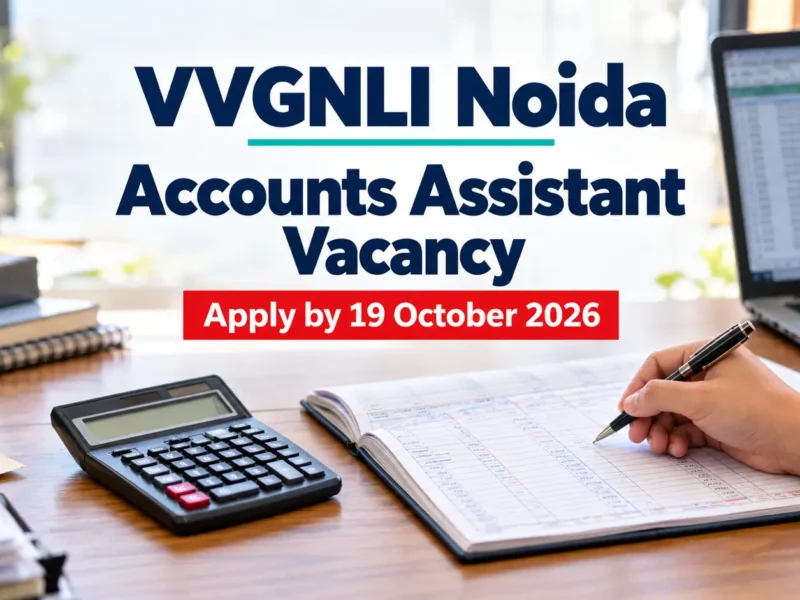 VVGNLI Noida Accounts Assistant vacancy graphic showing the October 19, 2026 application deadline